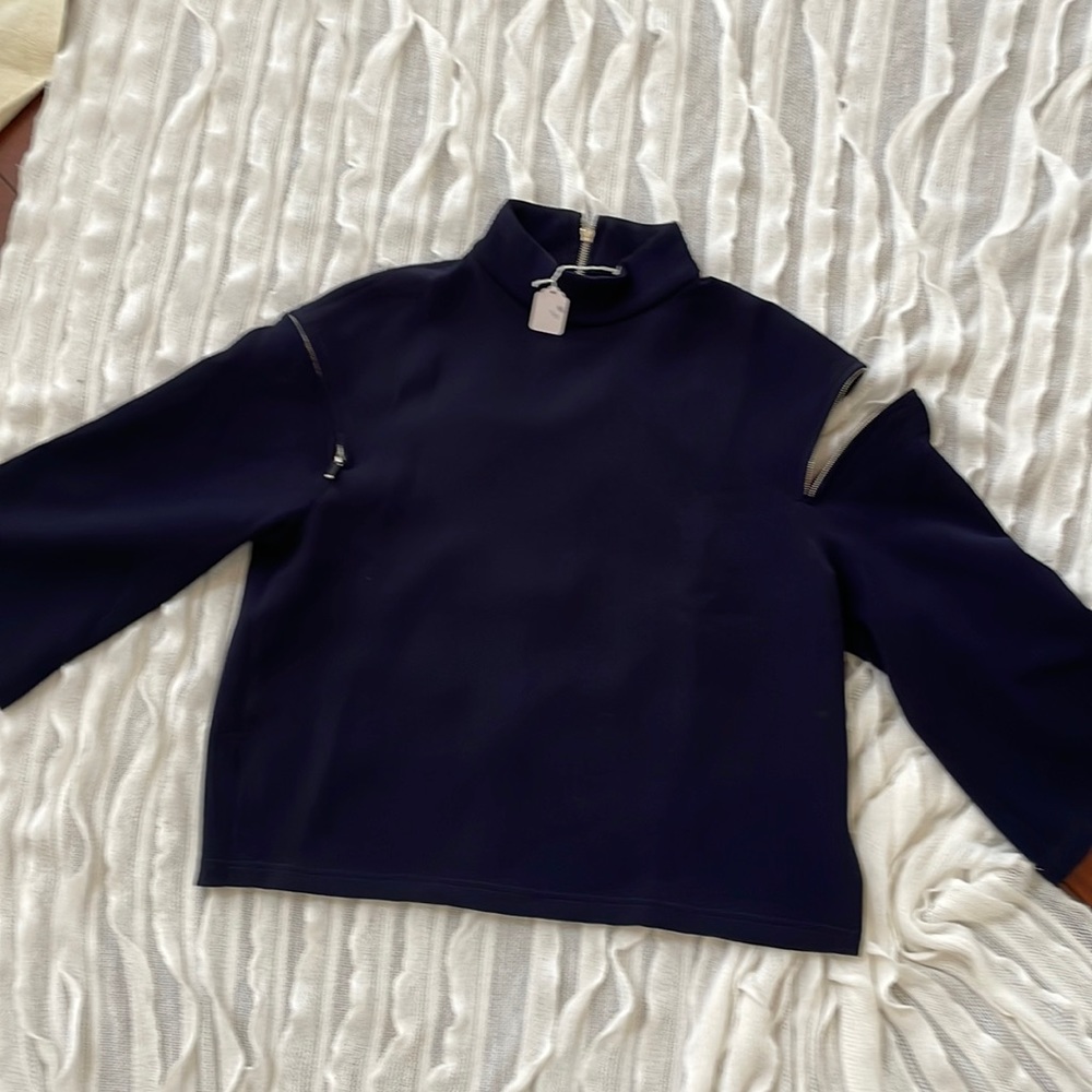 Zip neck and shoulder top